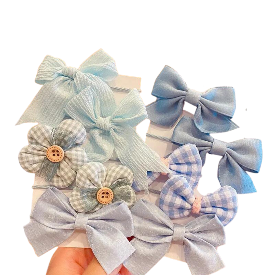 10Pcs Set Pastel Bow Hairbands