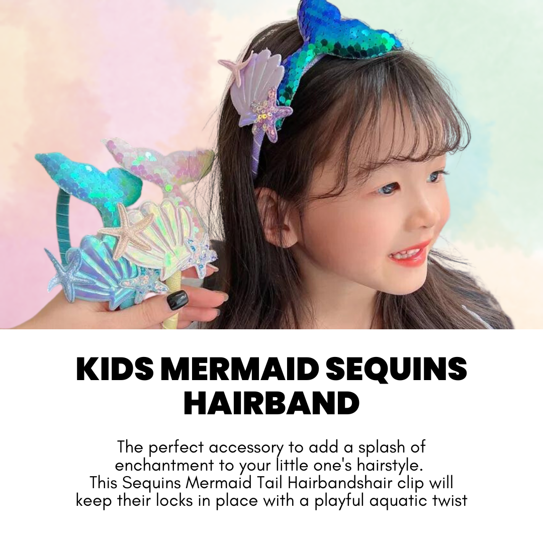 Girls Sequins Mermaid Tail Hairbands