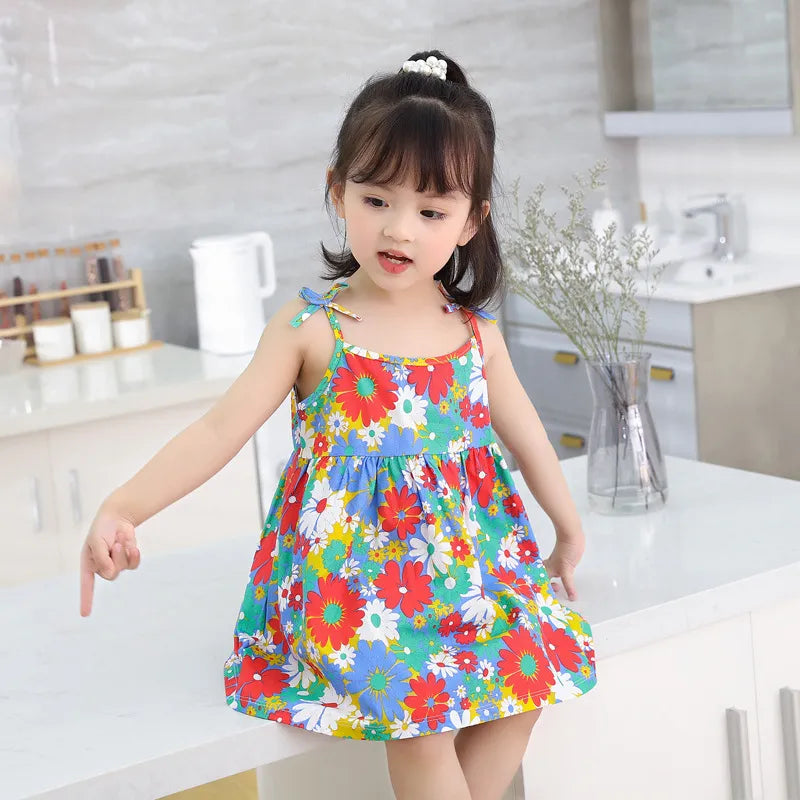 Flower Power Girls Cotton Casual Dresses