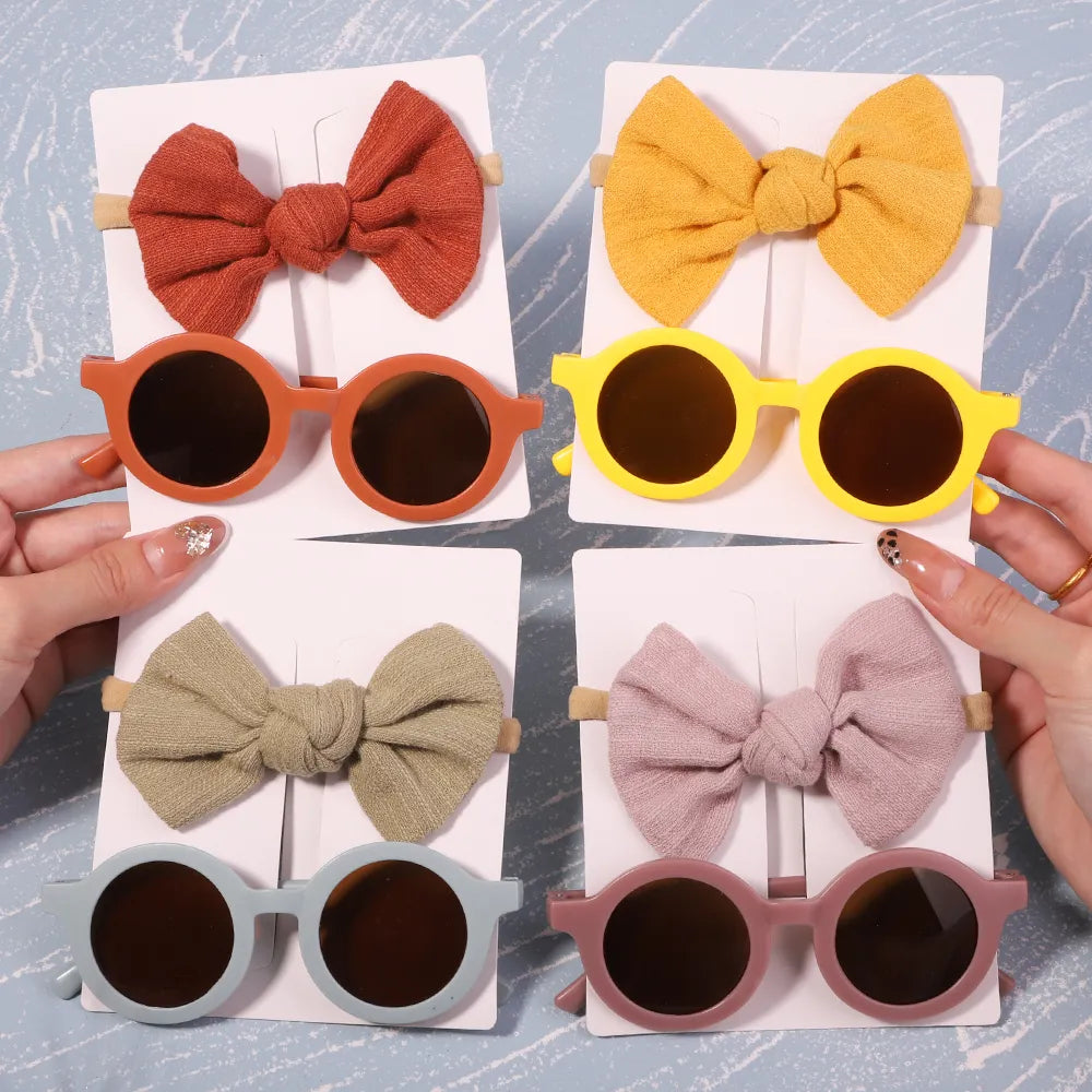 Kids Bows Headband with Sunglasses