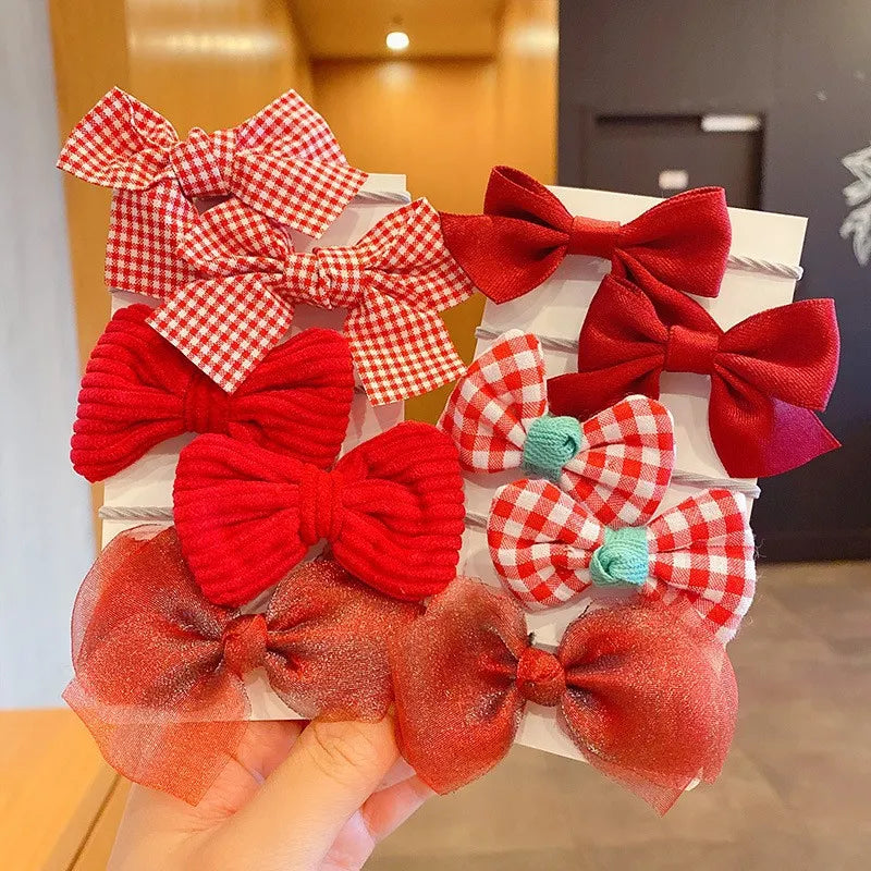 10Pcs Set Pastel Bow Hairbands