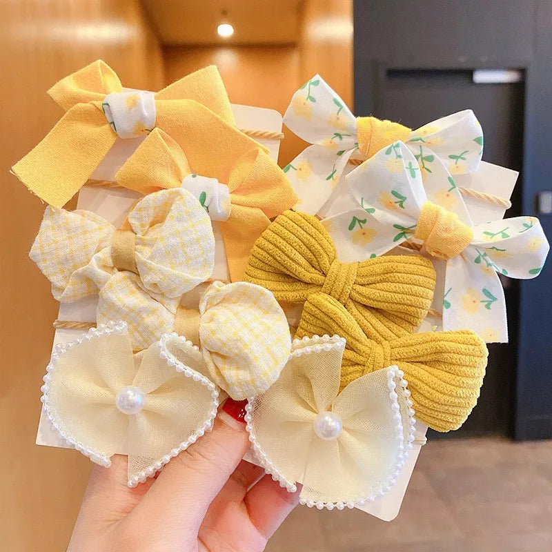 10Pcs Set Pastel Bow Hairbands