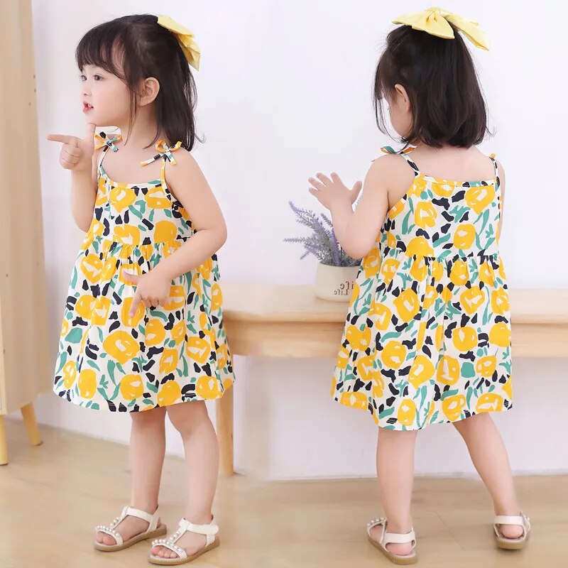 Flower Power Girls Cotton Casual Dresses